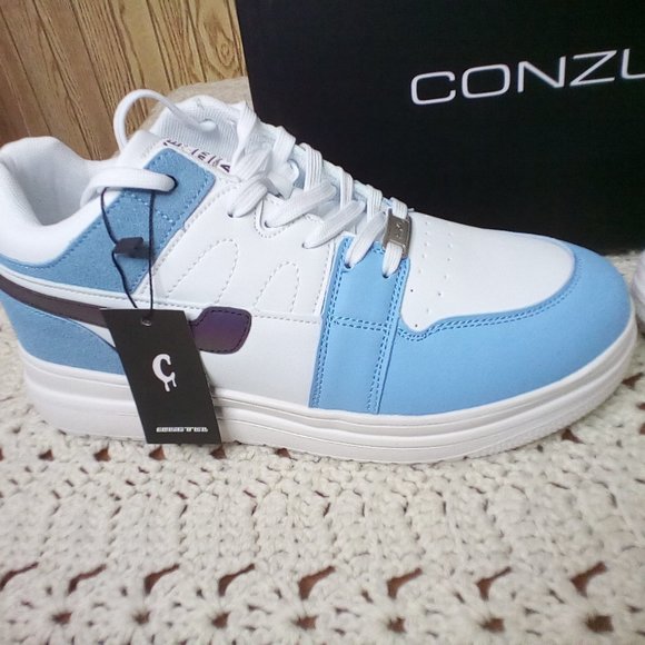 Conzuri Men's Blue and White Sneakers - Picture 6 of 7